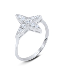 4 Point Sparkle CZ Silver Ring NSR-3265 